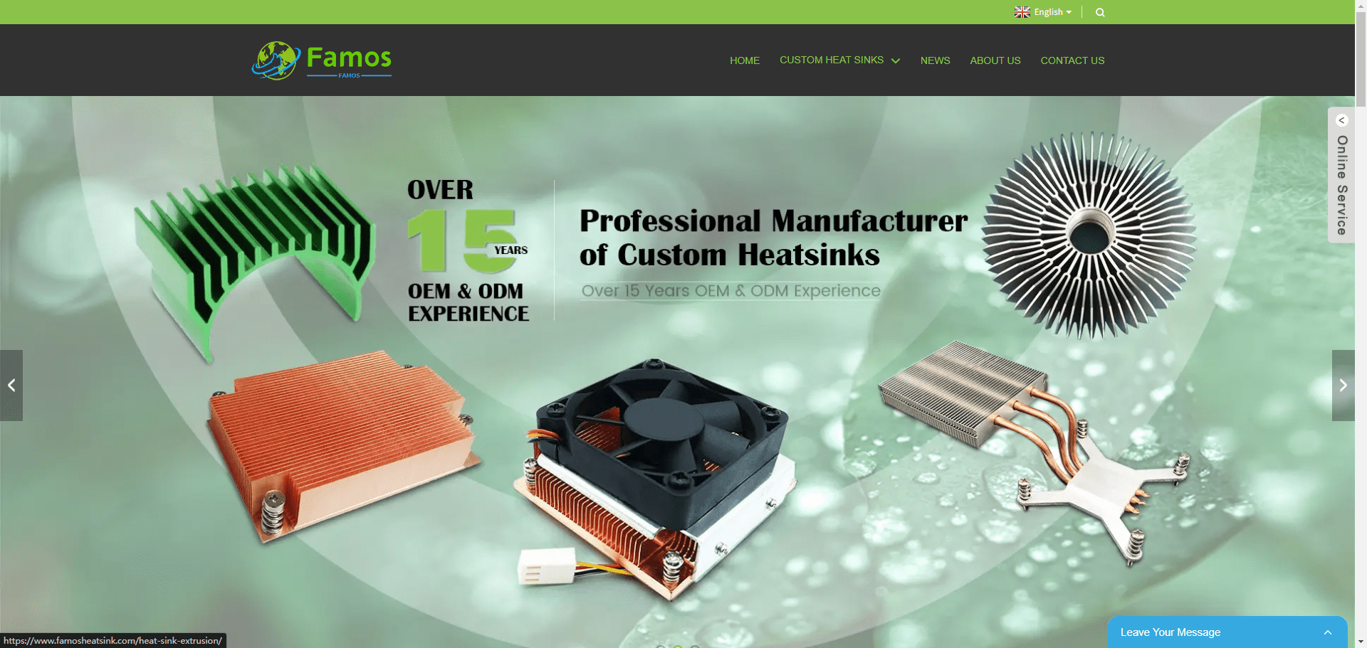 Famos Tech Co., Ltd. homepage with expertise in complex thermal design solutions for electronics.