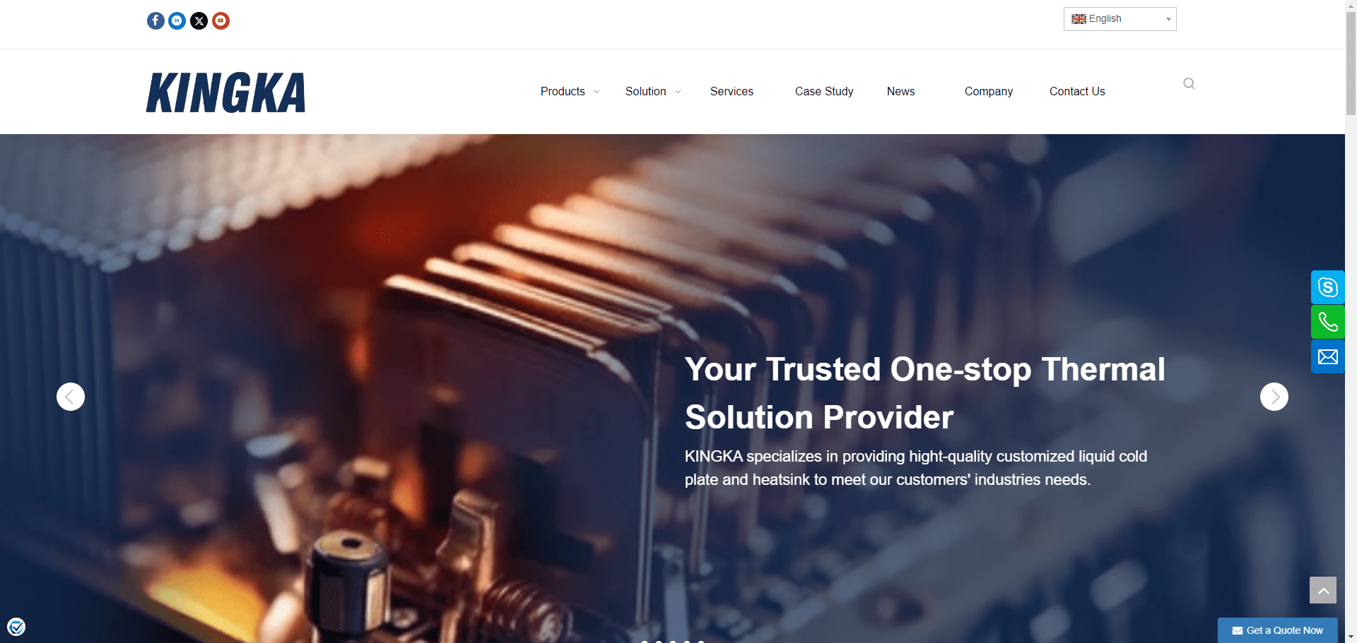 Kingka homepage dedicated to high-power cooling solutions and custom designs.