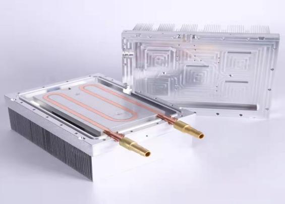 Liquid cold plate with fins