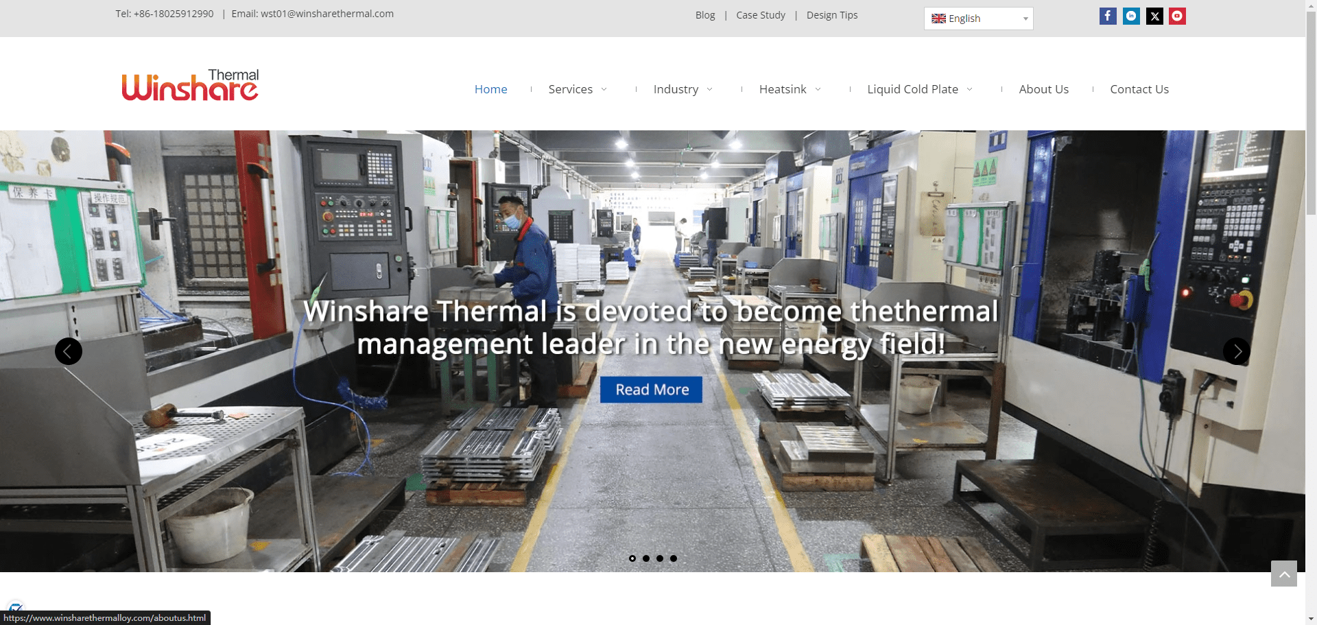 Homepage of Guangdong Winshare Thermal Technology, leading heatsink manufacturer in China.